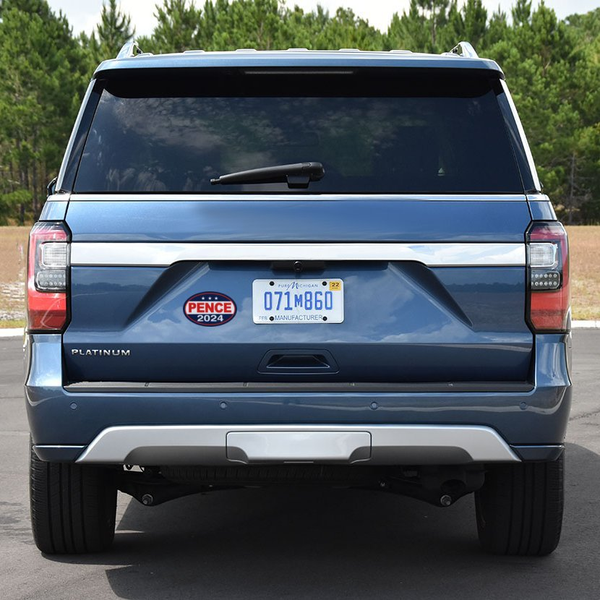 Mike Pence 2024 Oval Magnet Shown Blue SUV
