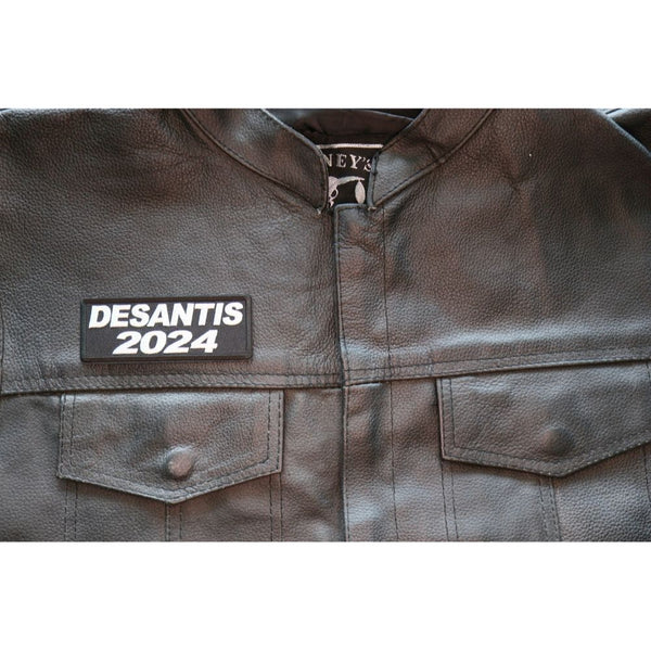Ron DeSantis 2024 Patch Black Leather Jacket