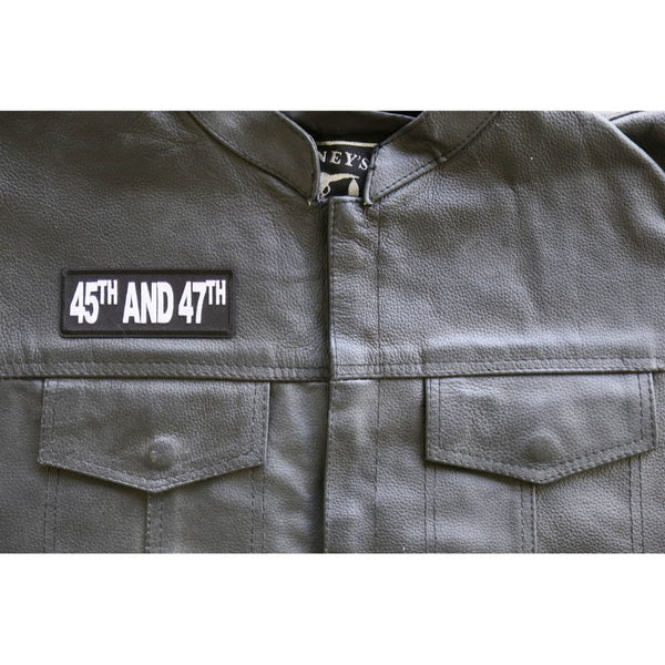 45th and 47th Trump Patch Shown on Leather Jacket