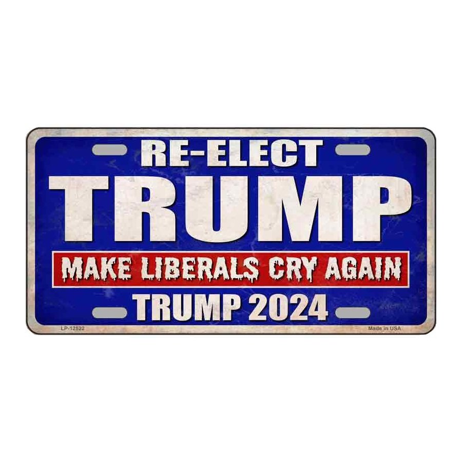 Blue Re-Elect Trump 2024 License Plate Cover