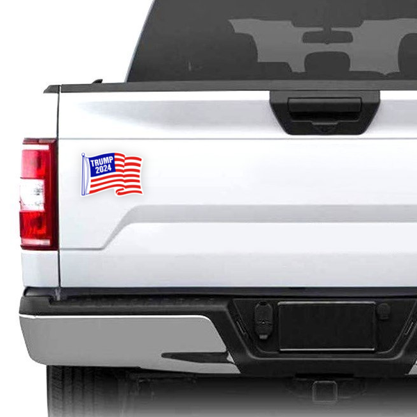White Pickup Truck Trump 2024 Flag Magnets