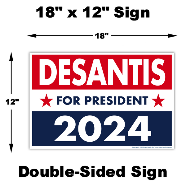 A graphic showing the dimensions of Ron DeSantis yard sign