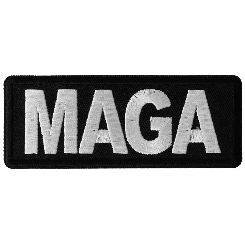 Black MAGA patch with white letters