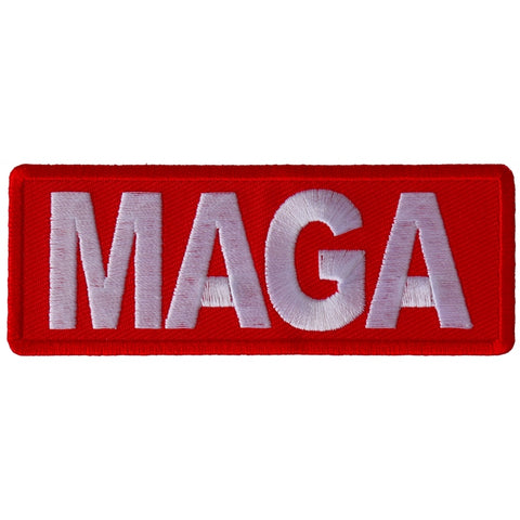 Red and white MAGA patch