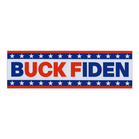 Red, white, and blue Buck Fiden car magnet