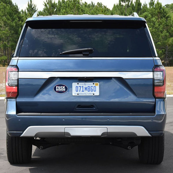 Fuck Joe Biden bumper sticker on a blue SUV