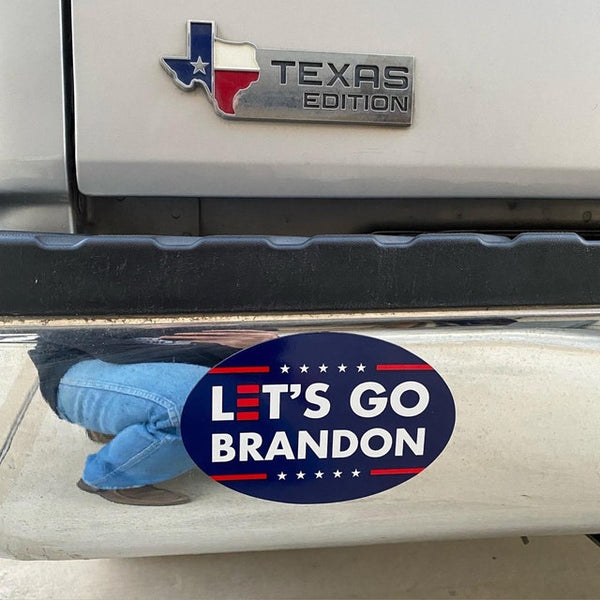 Let's Go Brandon sticker on Texas truck